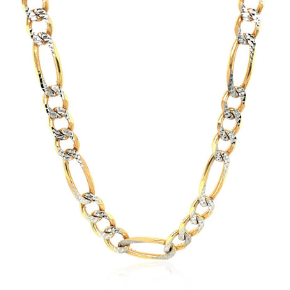 7.0mm 14K Yellow Gold Solid Pave Figaro Chain Bids.com