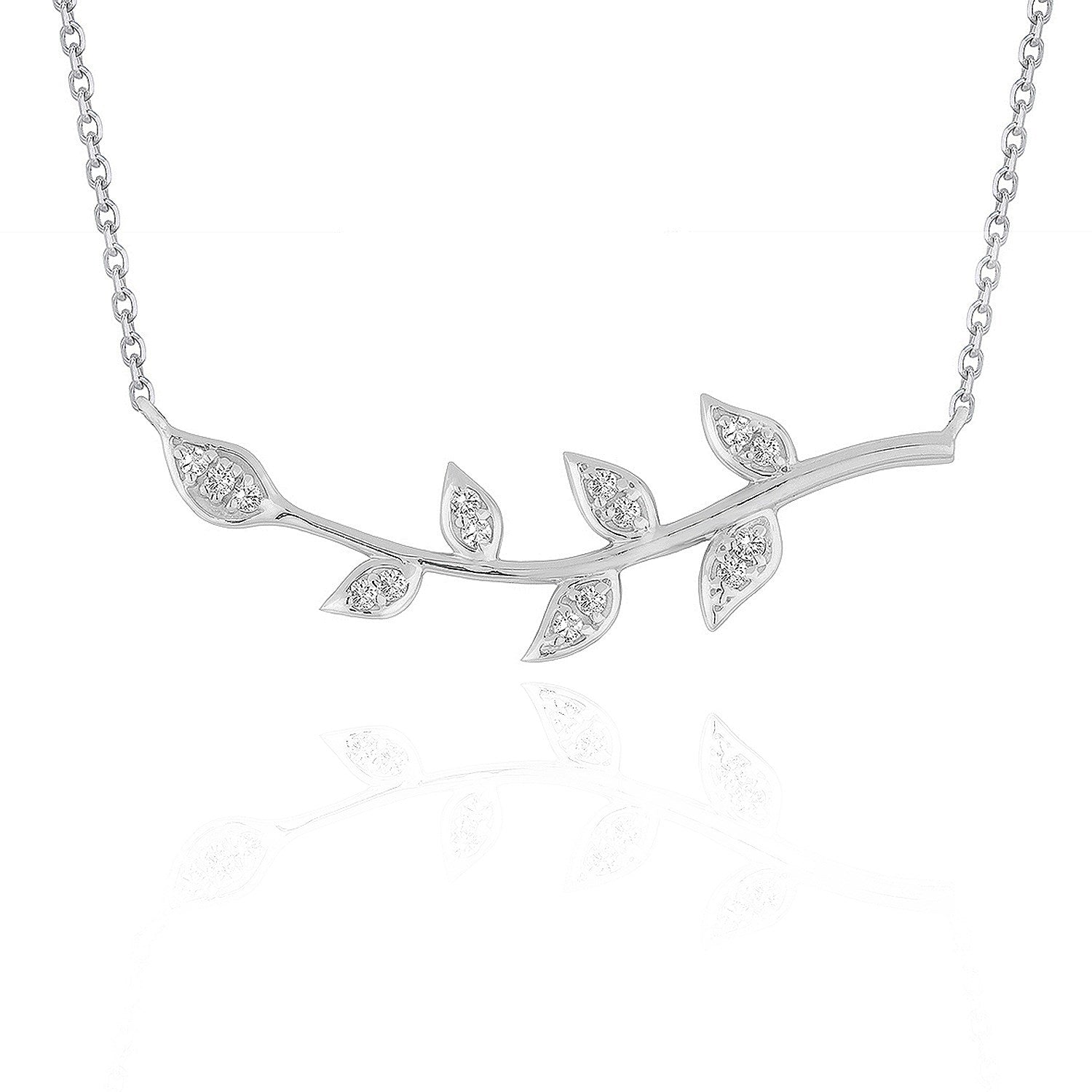 Diamond Vine Design Pendant in 14k White Gold Bids.com