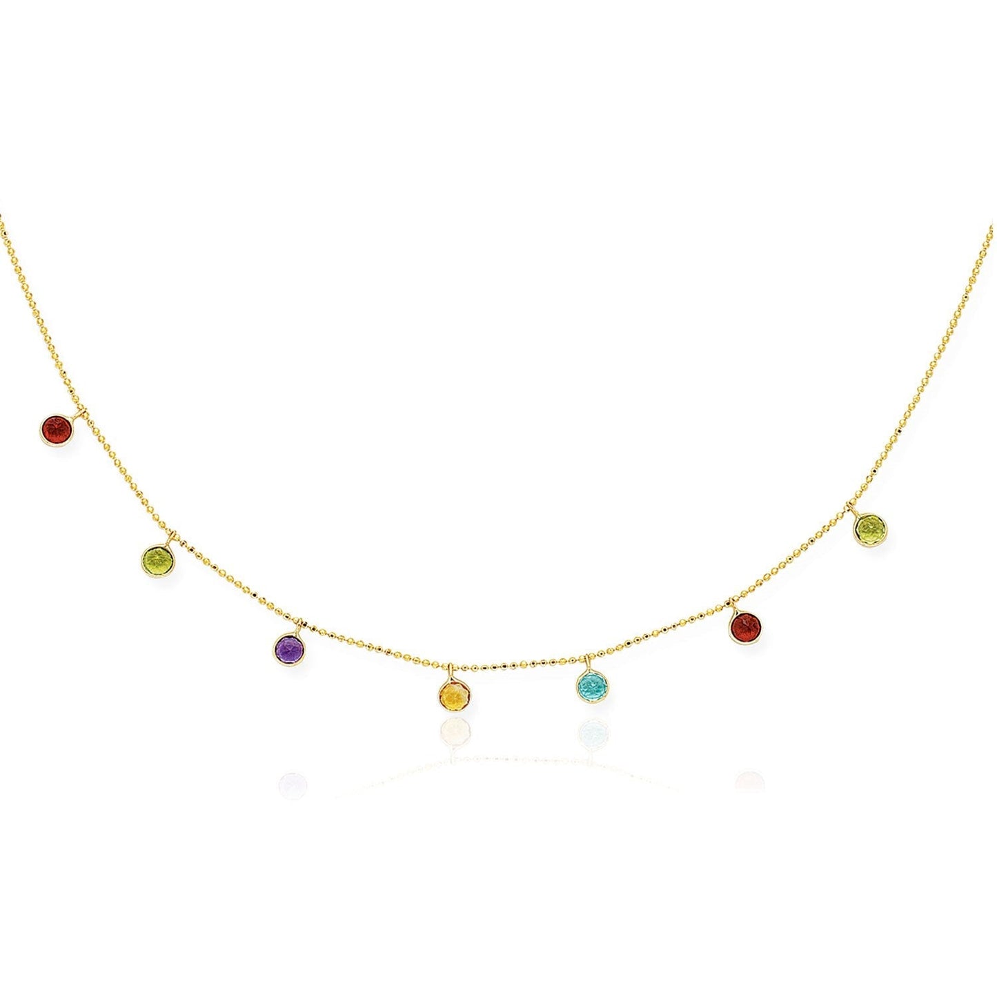 14k Yellow Gold Cable Chain Necklace with Round Multi-Tone Charms Bids.com