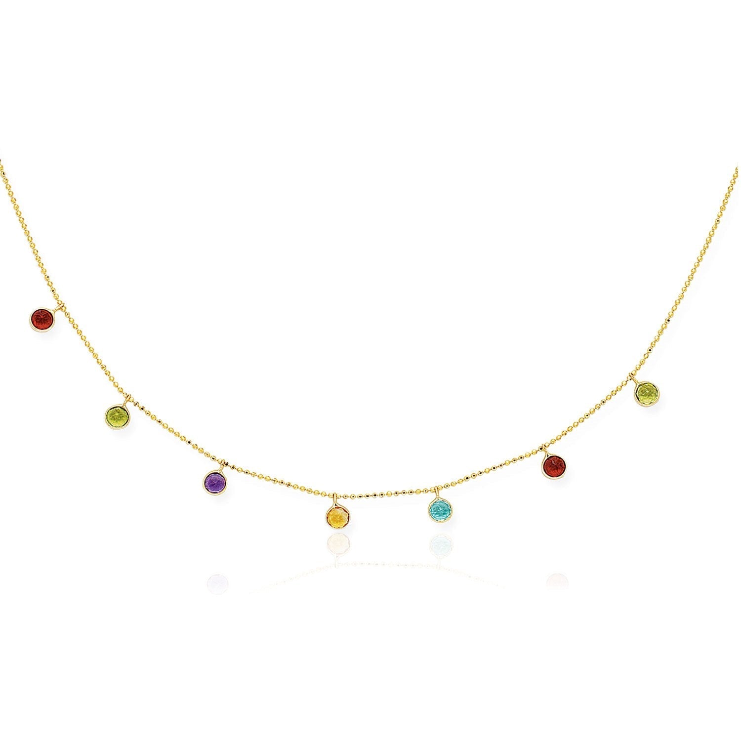 14k Yellow Gold Cable Chain Necklace with Round Multi-Tone Charms Bids.com