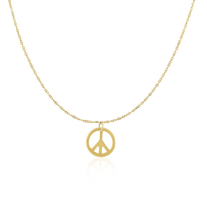 14k Yellow Gold with Peace Symbol Pendant Bids.com