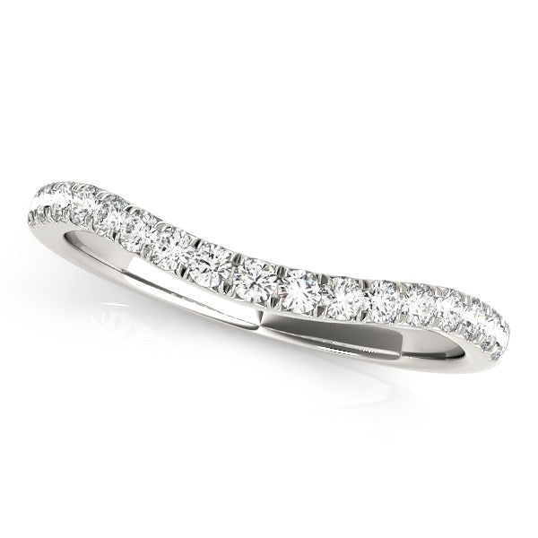 14k White Gold Pave Set Round Diamond Curved Wedding Band (1/4 cttw) Bids.com