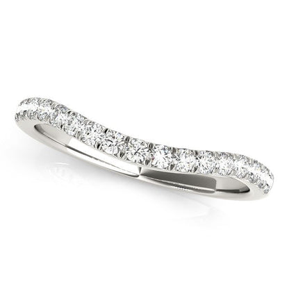 14k White Gold Pave Set Round Diamond Curved Wedding Band (1/4 cttw) Bids.com