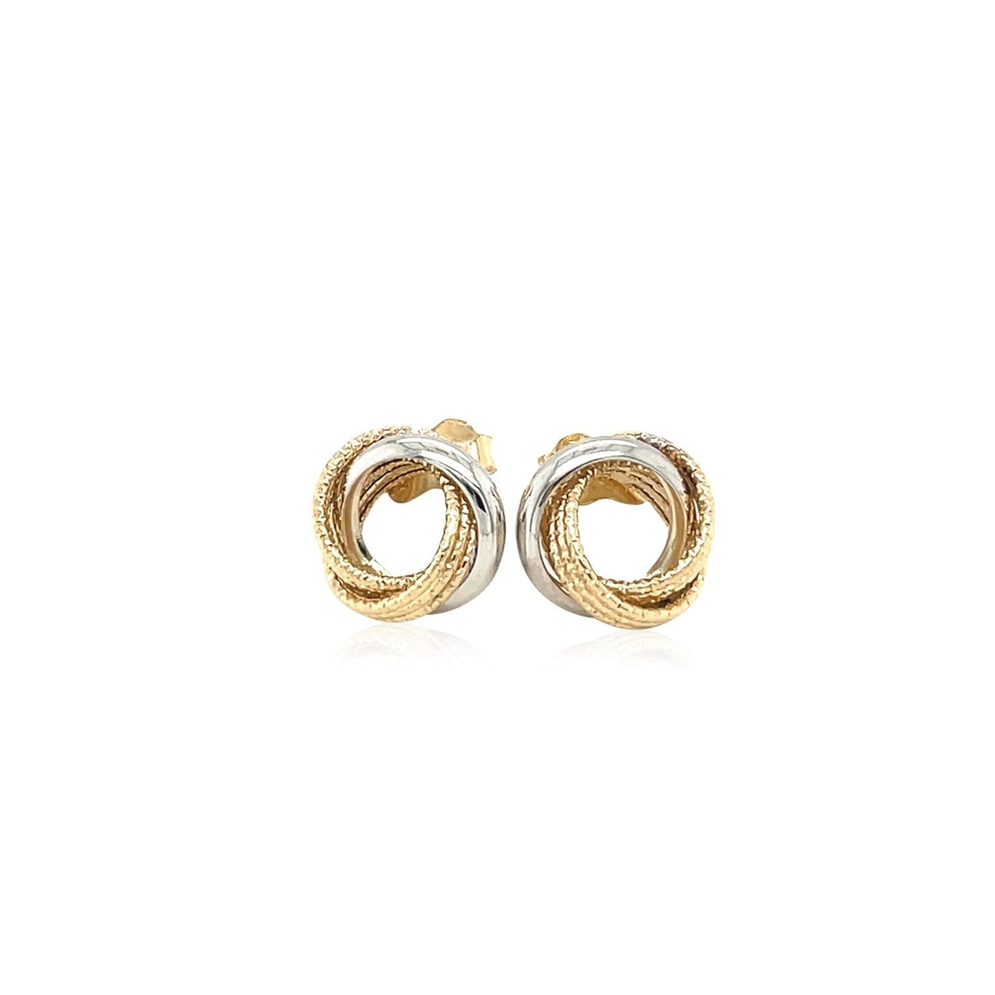 14k Two-Tone Gold Multi-Textured Open Circle Style Entwined Earrings Bids.com
