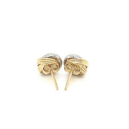 14k Two-Tone Gold Multi-Textured Open Circle Style Entwined Earrings Bids.com