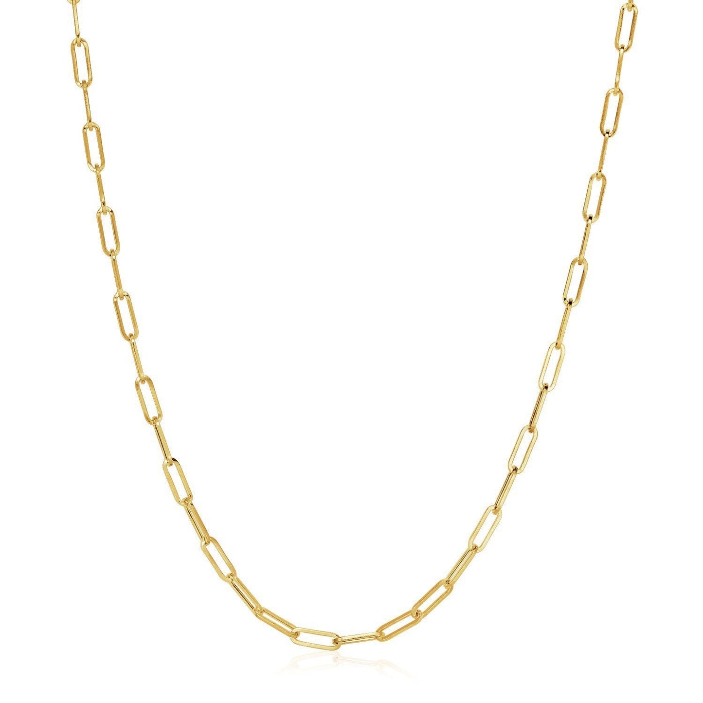 14K Yellow Gold Wide Paperclip Chain (3.3mm) Bids.com
