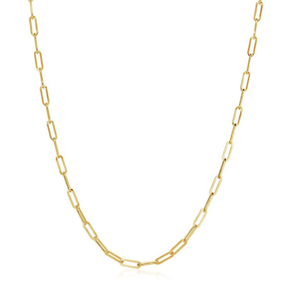 14K Yellow Gold Wide Paperclip Chain (3.3mm) Bids.com