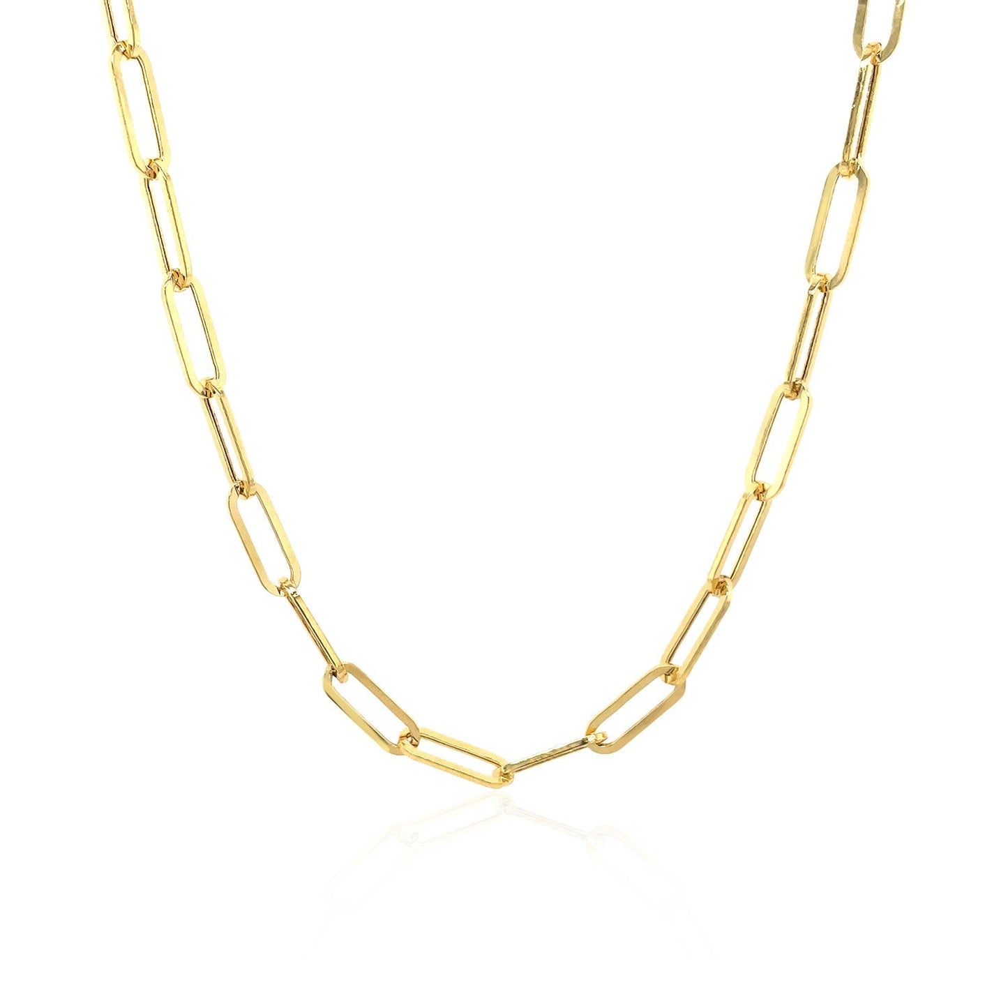 14K Yellow Gold Wide Paperclip Chain (3.3mm) Bids.com