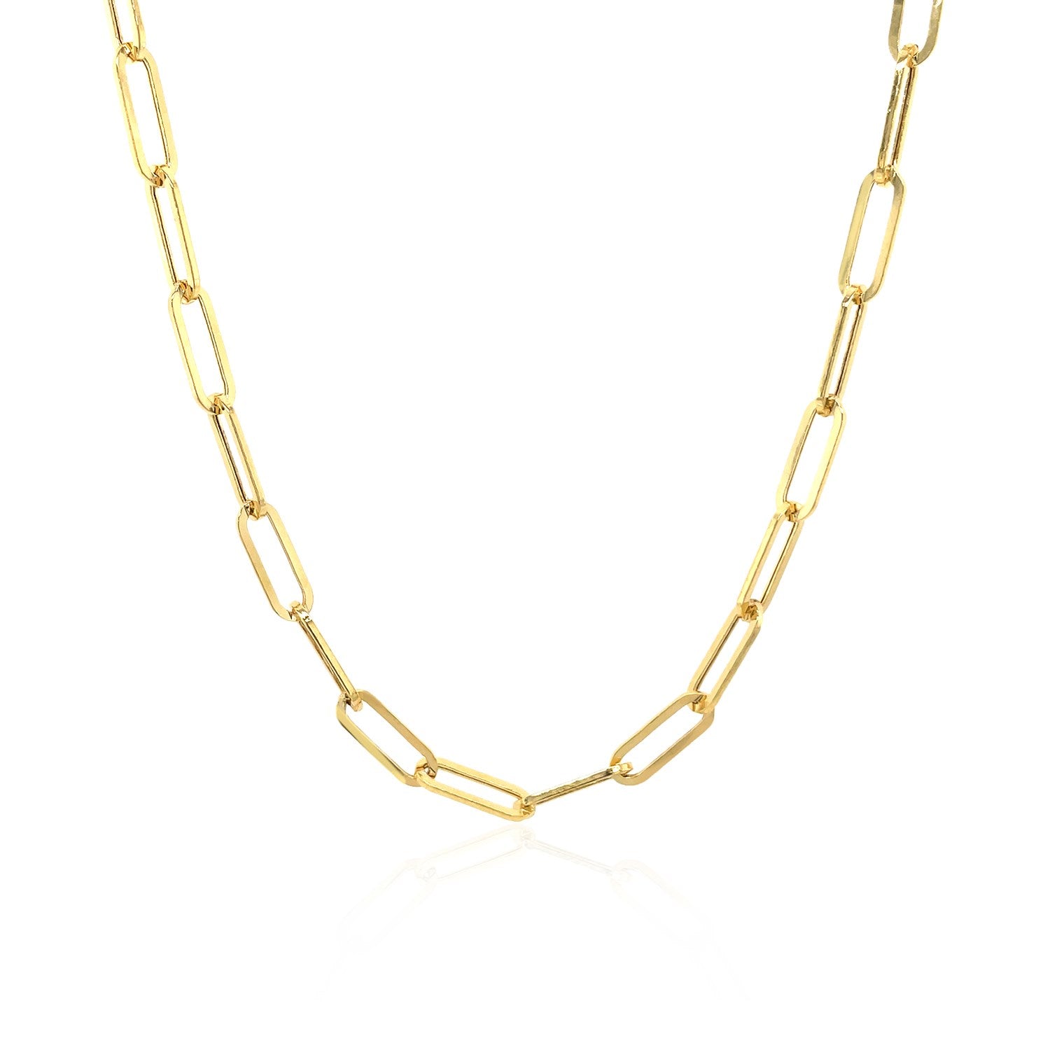14K Yellow Gold Wide Paperclip Chain (3.3mm) Bids.com