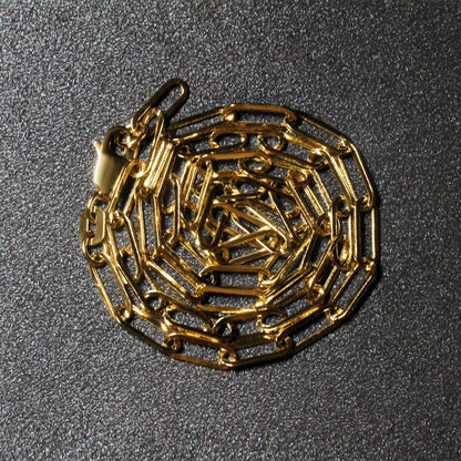 14K Yellow Gold Wide Paperclip Chain (3.3mm) Bids.com