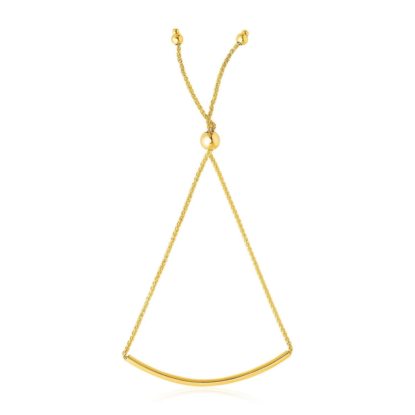 14k Yellow Gold Smooth Curved Bar Lariat Design Bracelet Bids.com