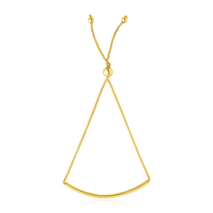 14k Yellow Gold Smooth Curved Bar Lariat Design Bracelet Bids.com