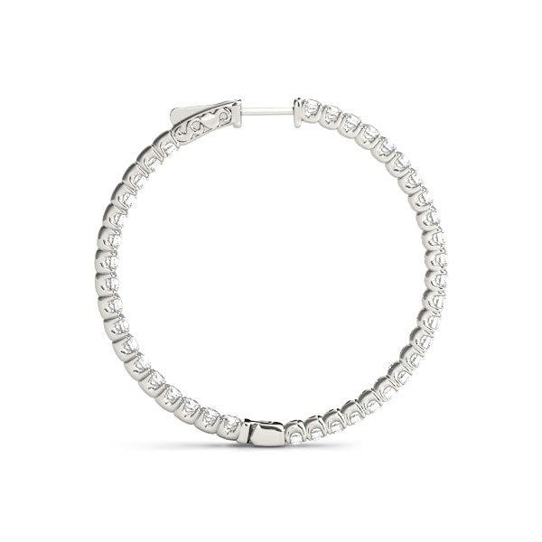 14k White Gold Diamond Hoop Earrings with Shared Prong Setting (2 cttw) Bids.com