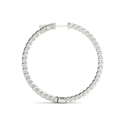 14k White Gold Diamond Hoop Earrings with Shared Prong Setting (2 cttw) Bids.com