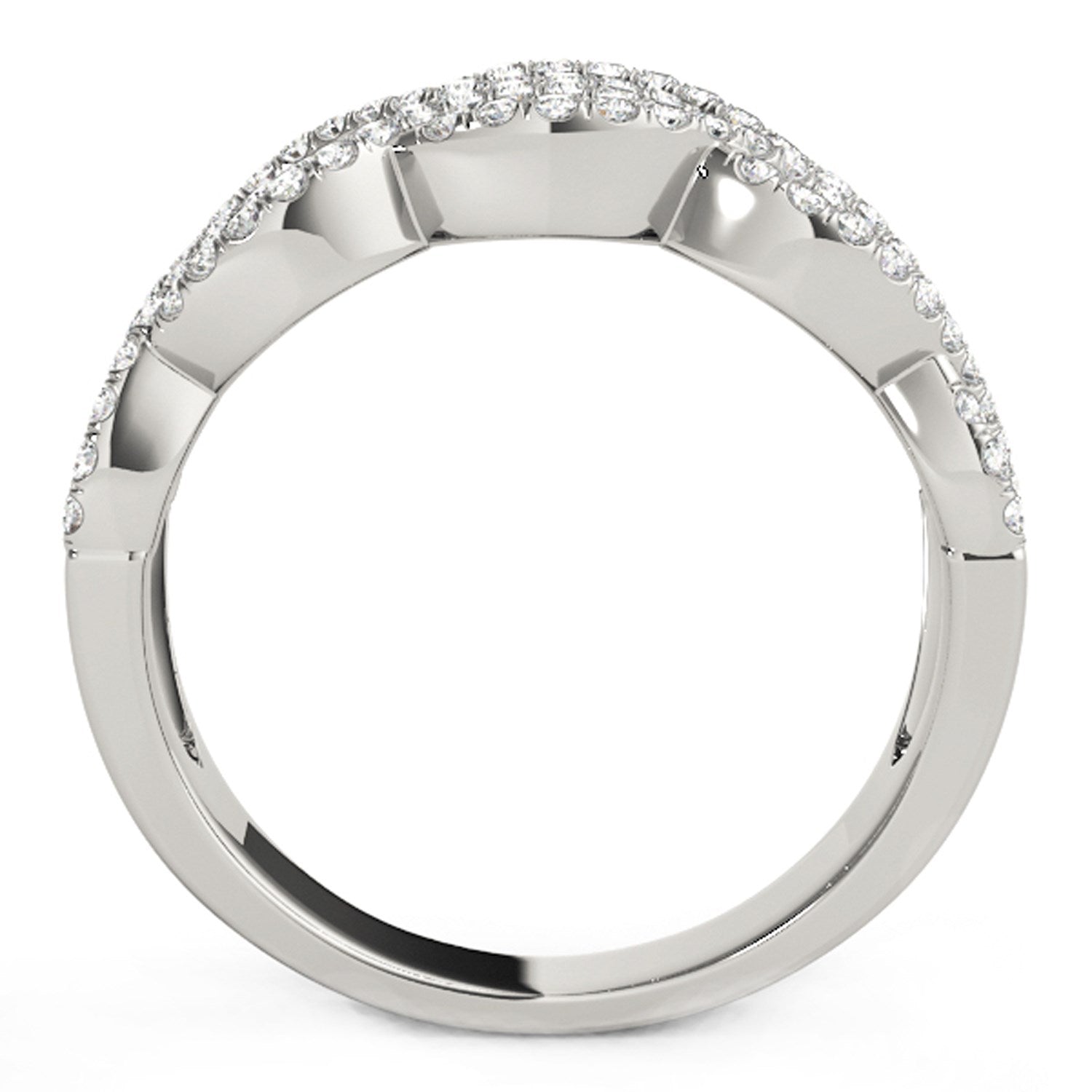 Diamond Studded Double Interlocking Waves Ring in 14k White Gold  (5/8 cttw) Bids.com