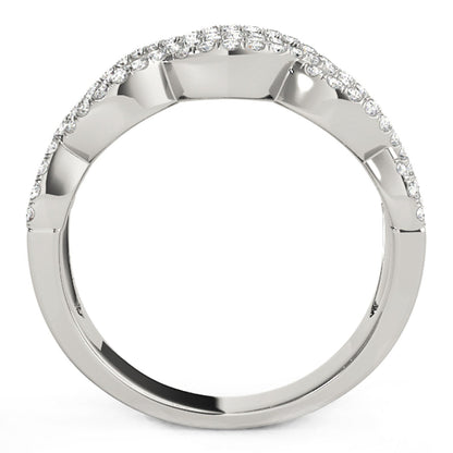 Diamond Studded Double Interlocking Waves Ring in 14k White Gold  (5/8 cttw) Bids.com