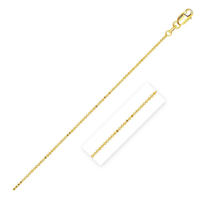 14k Yellow Gold Diamond Cut Bead Chain 1.0mm Bids.com