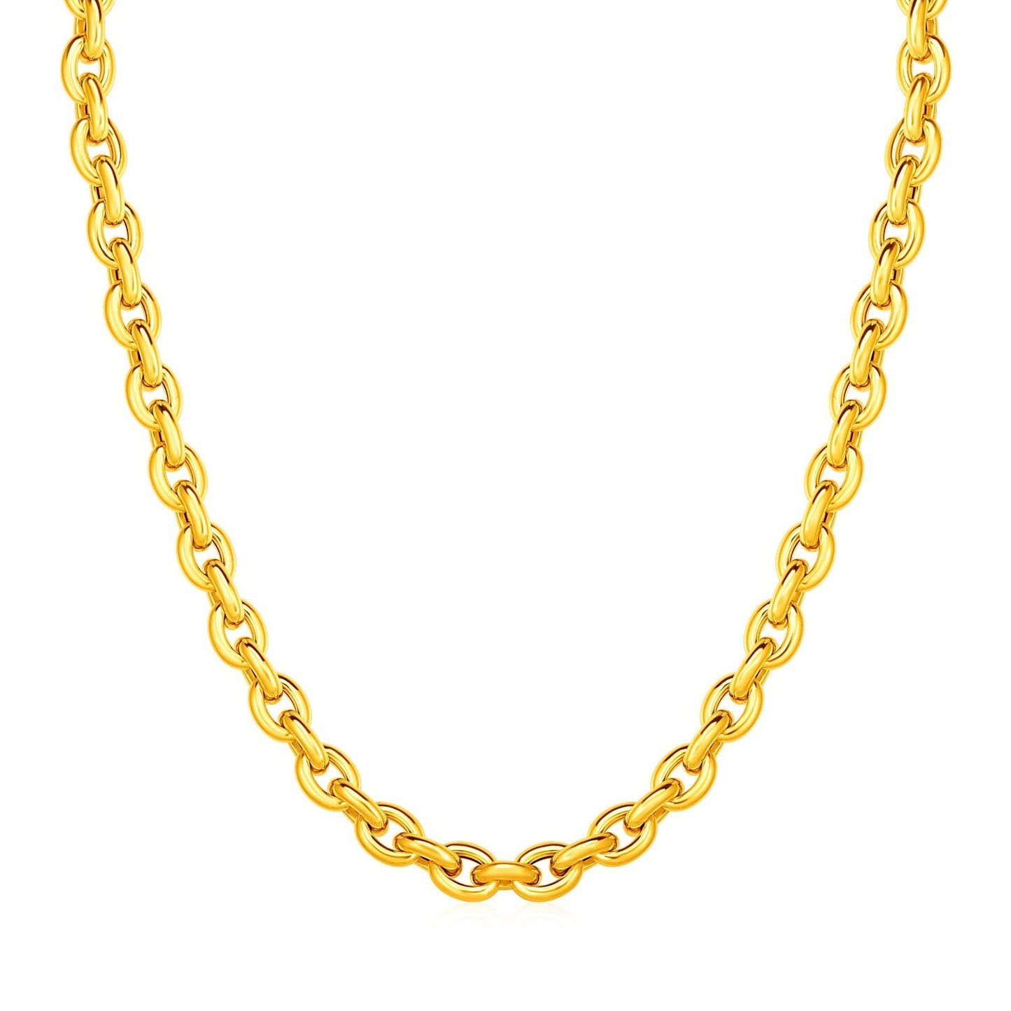 14k Yellow Gold Polished Oval Link Necklace Bids.com