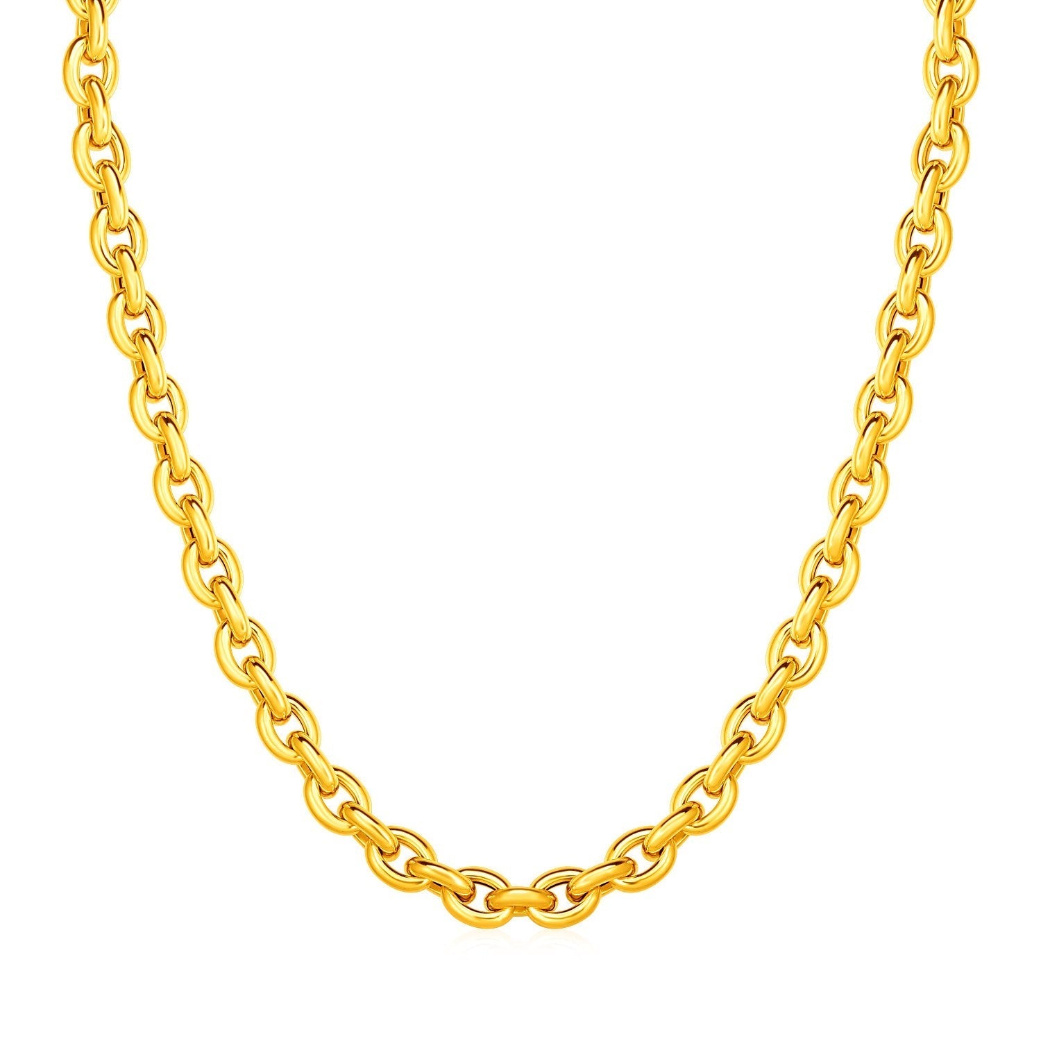 14k Yellow Gold Polished Oval Link Necklace Bids.com