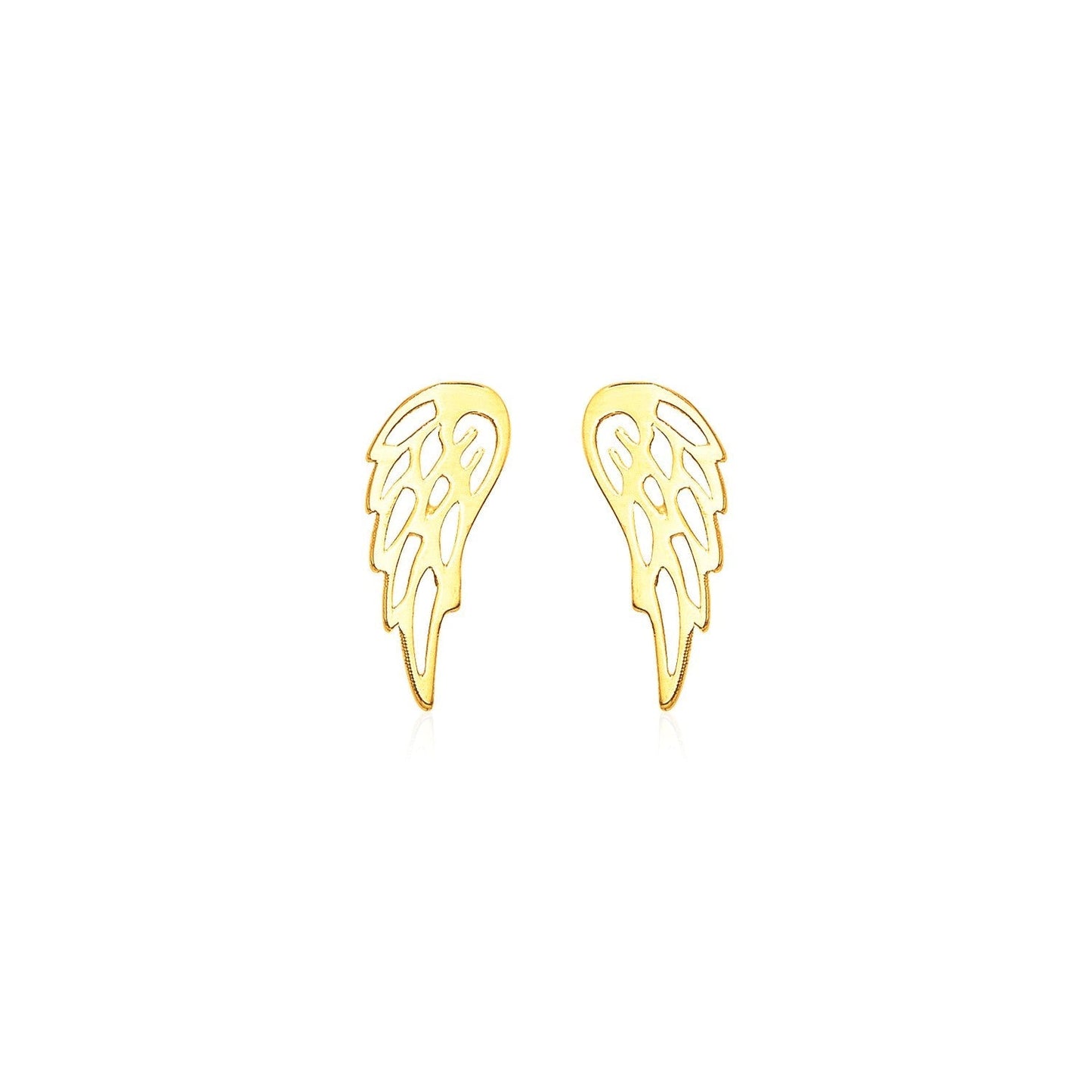 14k Yellow Gold Polished Wing Post Earrings Bids.com