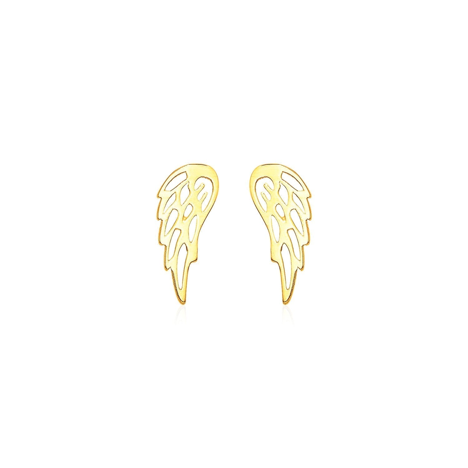 14k Yellow Gold Polished Wing Post Earrings Bids.com