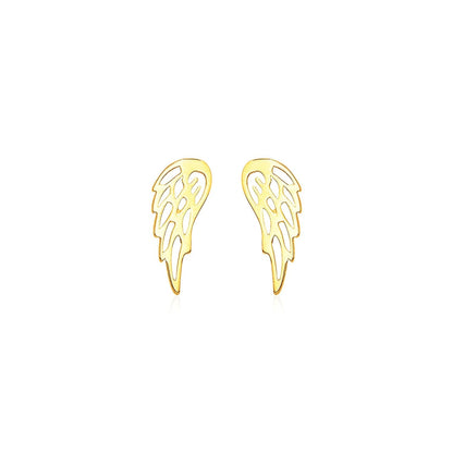 14k Yellow Gold Polished Wing Post Earrings Bids.com