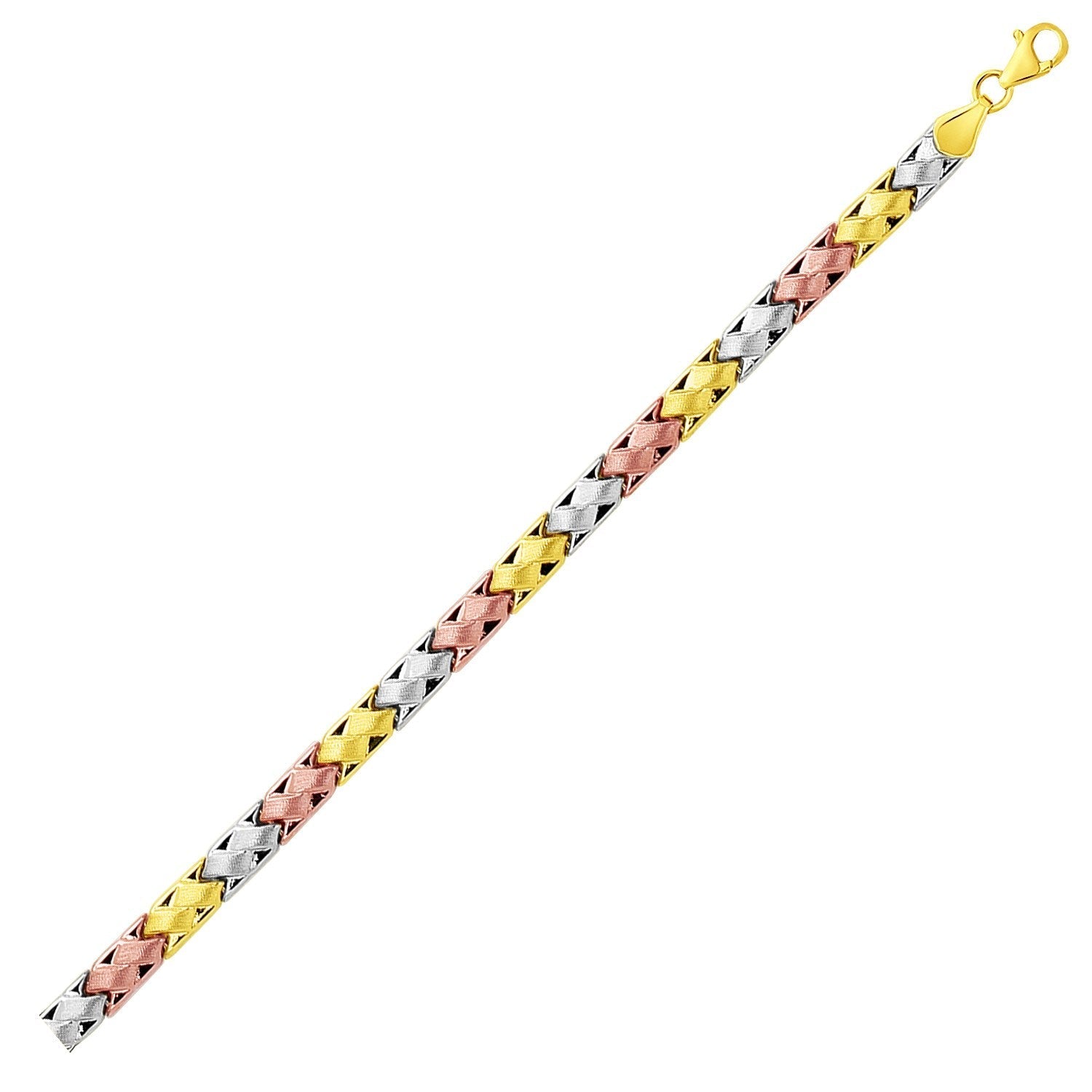 14k Tri-Color Gold Weave Design Bracelet Bids.com