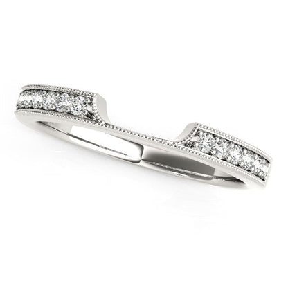 14k White Gold Curved Section Antique Style Diamond Wedding Band (1/8 cttw) Bids.com