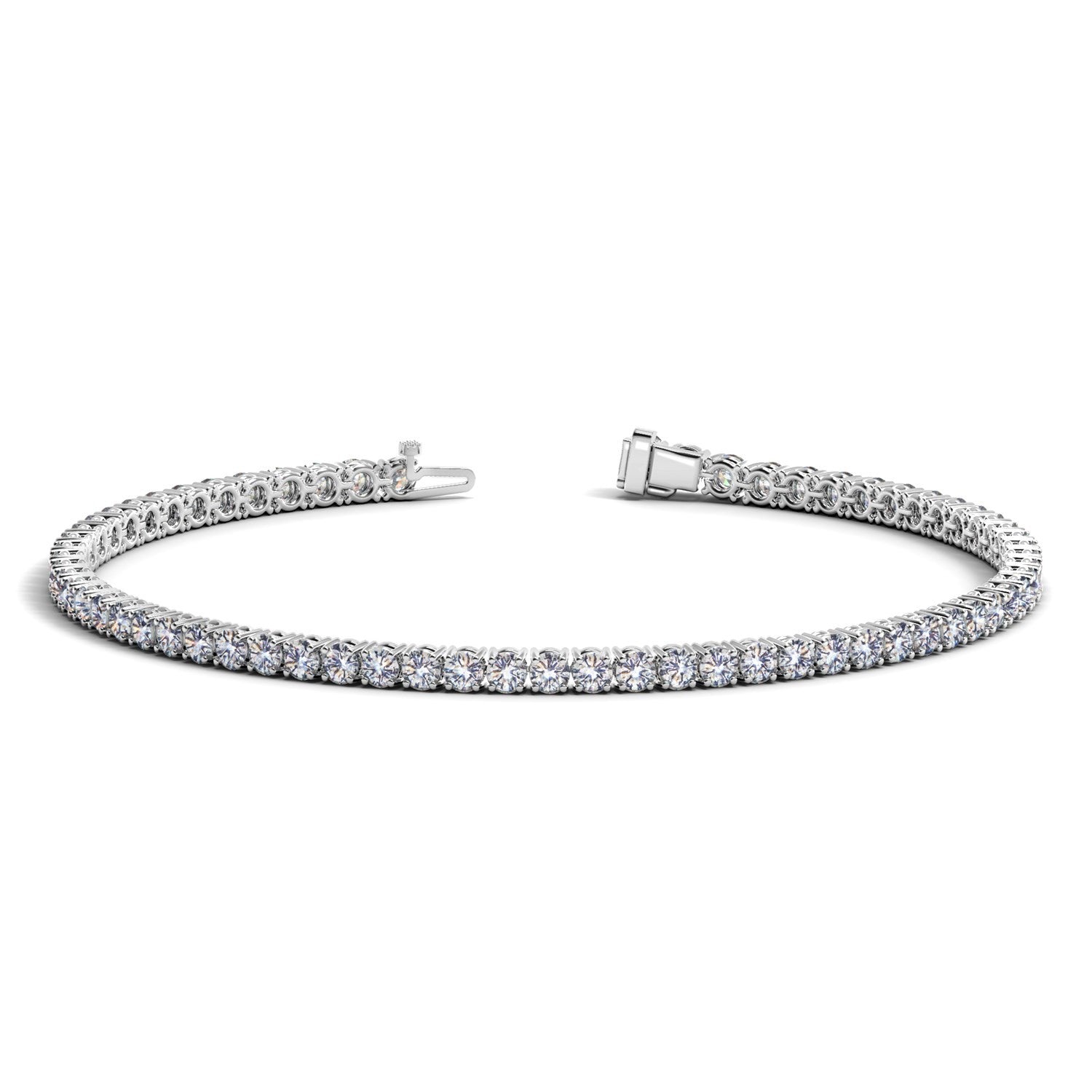 Lab Grown Round Diamond Tennis Bracelet in 14k White Gold (3 cctw F/G  VS2/SI1) Bids.com