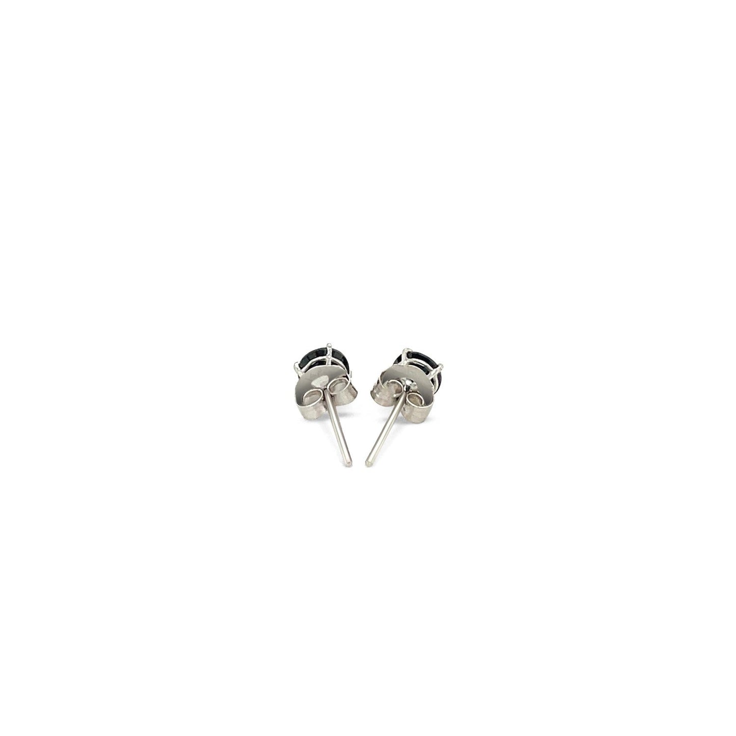 14k White Gold Stud Earrings with Black 4mm Cubic Zirconia Bids.com