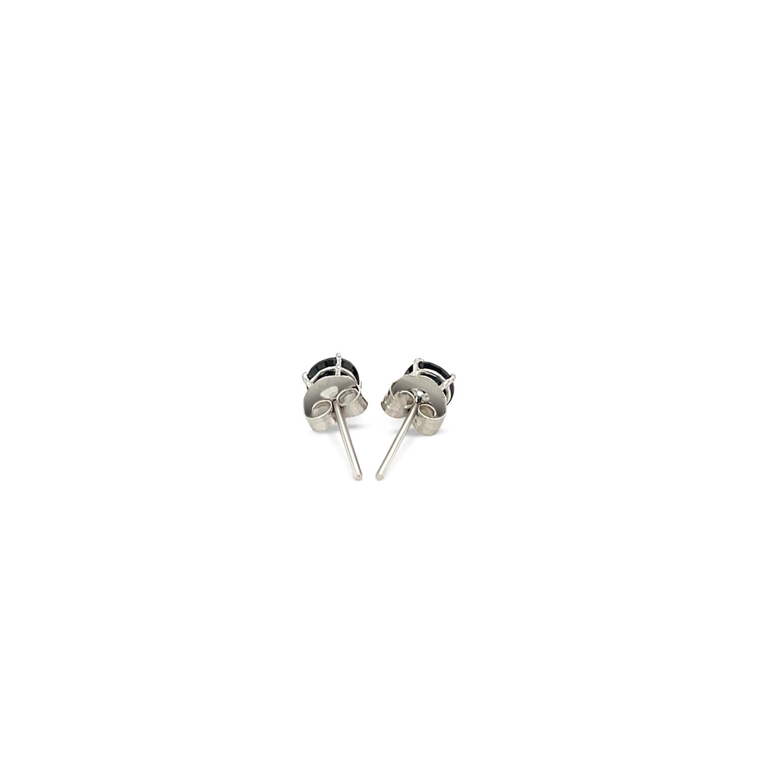 14k White Gold Stud Earrings with Black 4mm Cubic Zirconia Bids.com