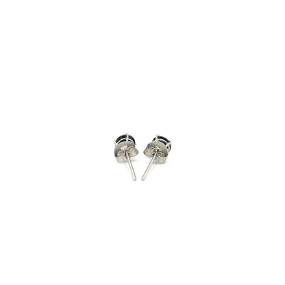 14k White Gold Stud Earrings with Black 4mm Cubic Zirconia Bids.com