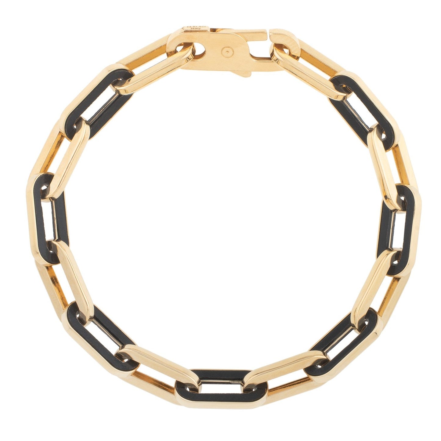 14k Yellow Gold Black Onyx Paperclip Gem Link Bracelet (7.00 mm) Bids.com