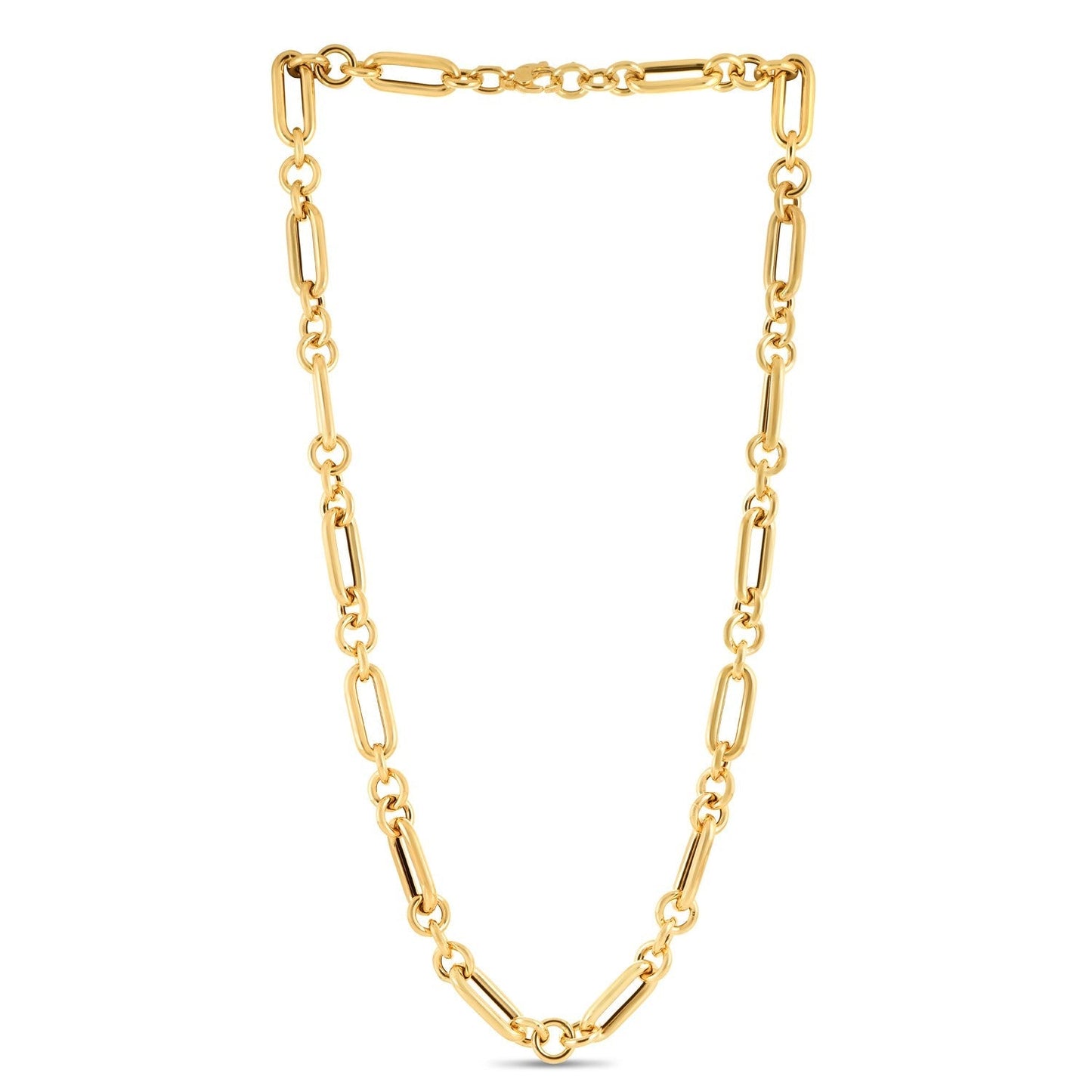 14k Yellow Gold Italian Alternating Paperclip Round Links Chain Necklace Bids.com