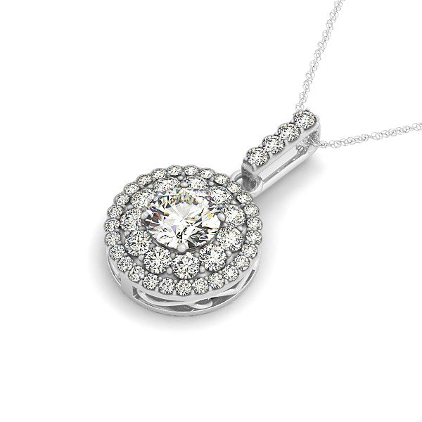 14k White Gold Diamond Halo Round Shape Pendant (1 1/4 cttw) Bids.com