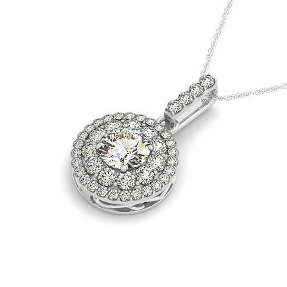 14k White Gold Diamond Halo Round Shape Pendant (1 1/4 cttw) Bids.com