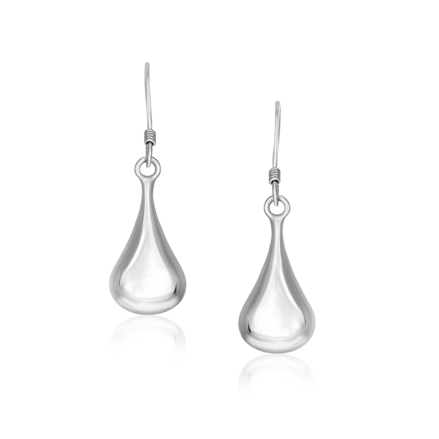 Sterling Silver Long Teardrop Shape Puff Drop Earrings Bids.com