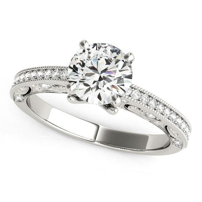 14k White Gold Antique Pronged Round Diamond Engagement Ring (1 1/8 cttw) Bids.com