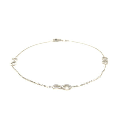 Sterling Silver Anklet with Infinity Symbols Bids.com