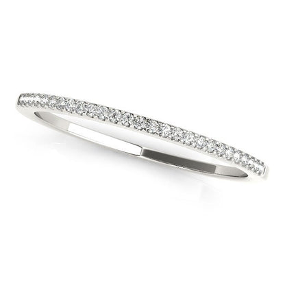 14k White Gold Slim Round Pave Set Wedding Band (1/10 cttw) Bids.com