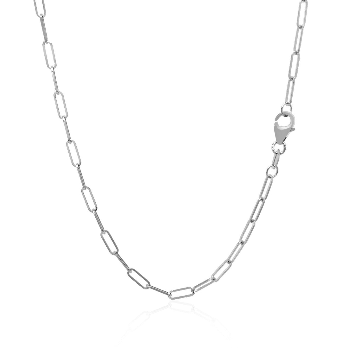 14K White Gold Delicate Paperclip Chain (2.1mm) Bids.com