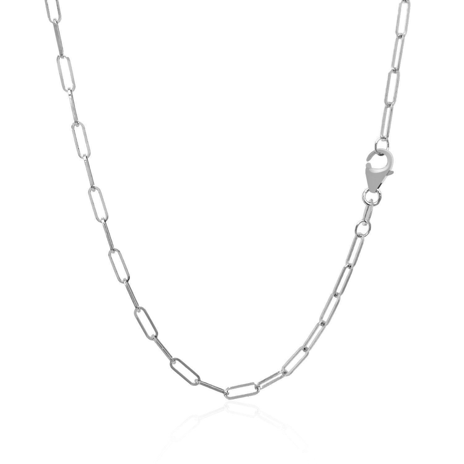 14K White Gold Delicate Paperclip Chain (2.1mm) Bids.com