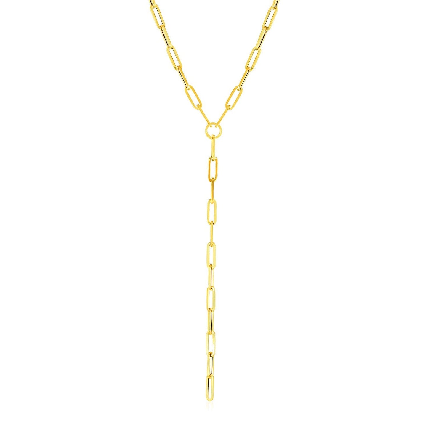 14k Yellow Gold Paperclip Chain Lariat Necklace Bids.com