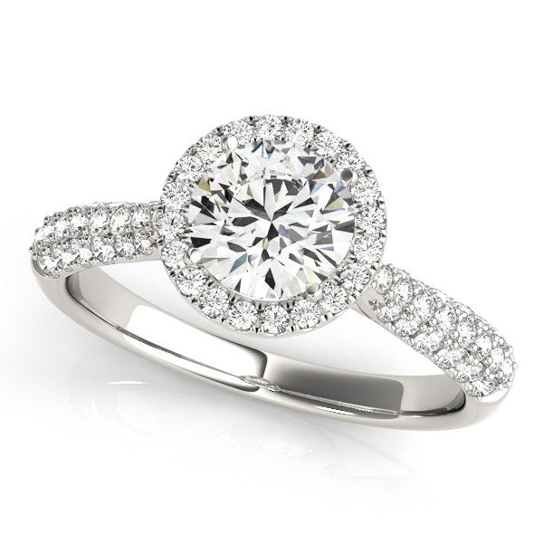 14k White Gold Halo Diamond Engagement Ring with Pave Band (1 1/3 cttw) Bids.com