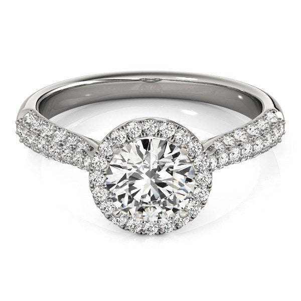 14k White Gold Halo Diamond Engagement Ring with Pave Band (1 1/3 cttw) Bids.com
