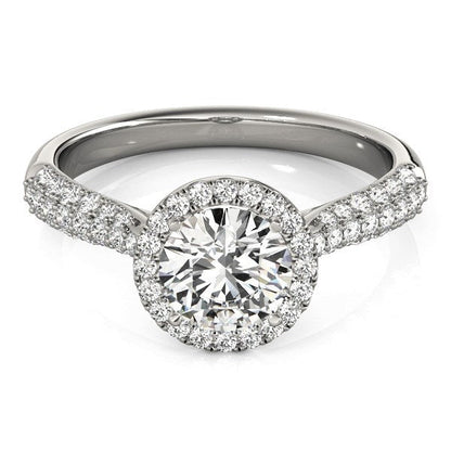 14k White Gold Halo Diamond Engagement Ring with Pave Band (1 1/3 cttw) Bids.com