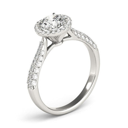 14k White Gold Halo Diamond Engagement Ring with Pave Band (1 1/3 cttw) Bids.com