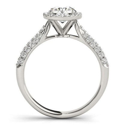 14k White Gold Halo Diamond Engagement Ring with Pave Band (1 1/3 cttw) Bids.com