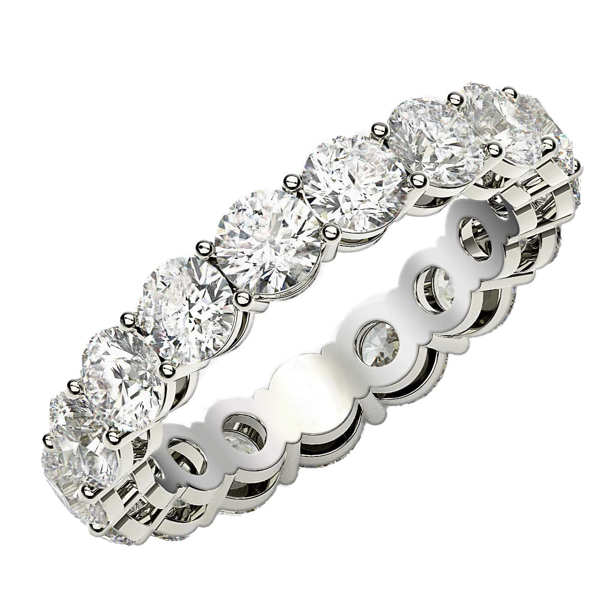 Round Cut Lab Grown Diamond Eternity Ring in 14k White Gold (3 cttw FG/VS2) Bids.com