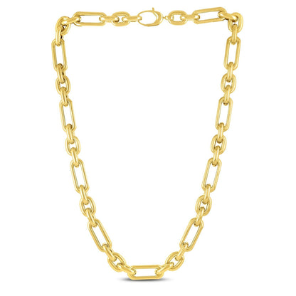 14k Yellow Gold Italian Alternating Paperclip Oval Links Chain Necklace Bids.com
